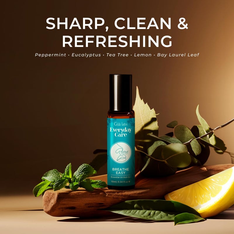 Gya Labs Breathe Essential Oil Roll On - 0.34 Fl Oz - Travel Size Roller for Camping, Skin, Aromatherapy Relief, Convenience - Image 3